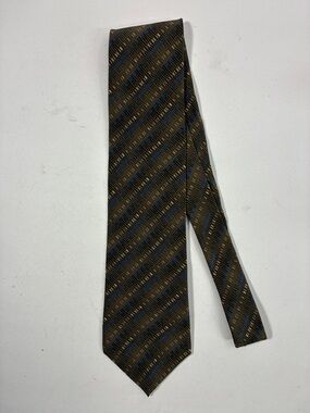 Geoffrey Beene Brown and Blue Diagonal Stripe Silk Tie